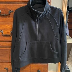 Scuba Oversized Funnel-Neck Half Zip, Black, M/L